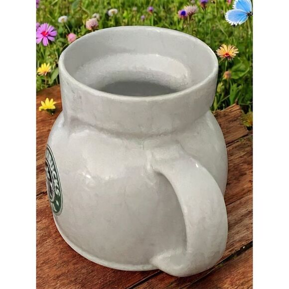 Starbucks Mermaid Siren Logo Chubby Wide Bottom Ceramic Large Mug Coffee Cup - Picture 7 of 7